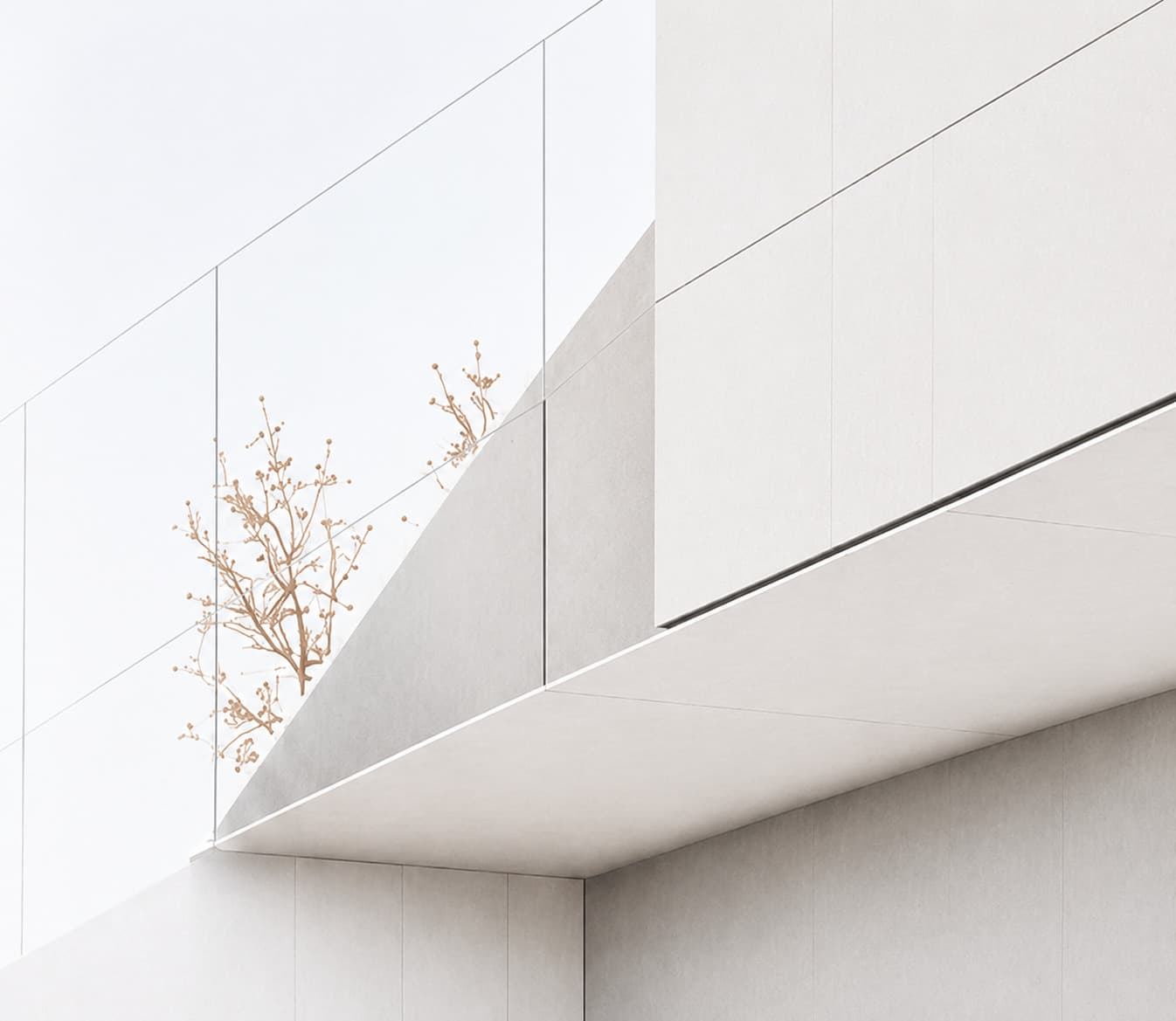 Minimalist architectural building corner with clean rendered walls